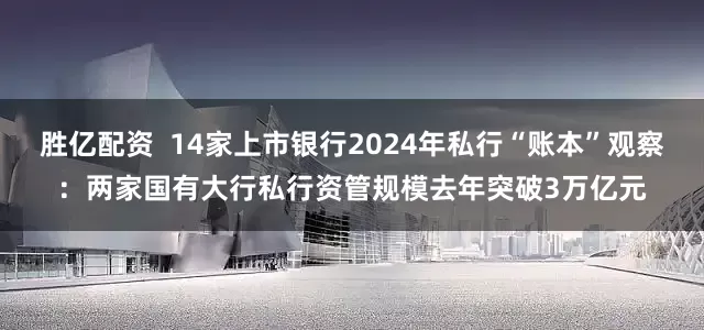 胜亿配资  14家上市银行2024年私行“账本”观察：两家国有大行私行资管规模去年突破3万亿元